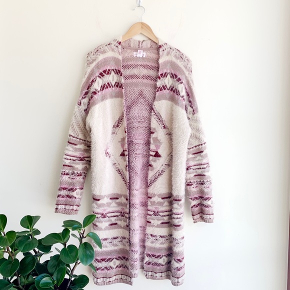 Shrinking Violet Sweaters - Shrinking Violet Fuzzy Aztec Cardigan